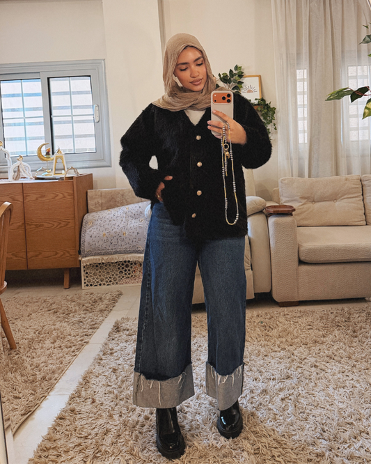 Faux Fur Jacket – BLACK