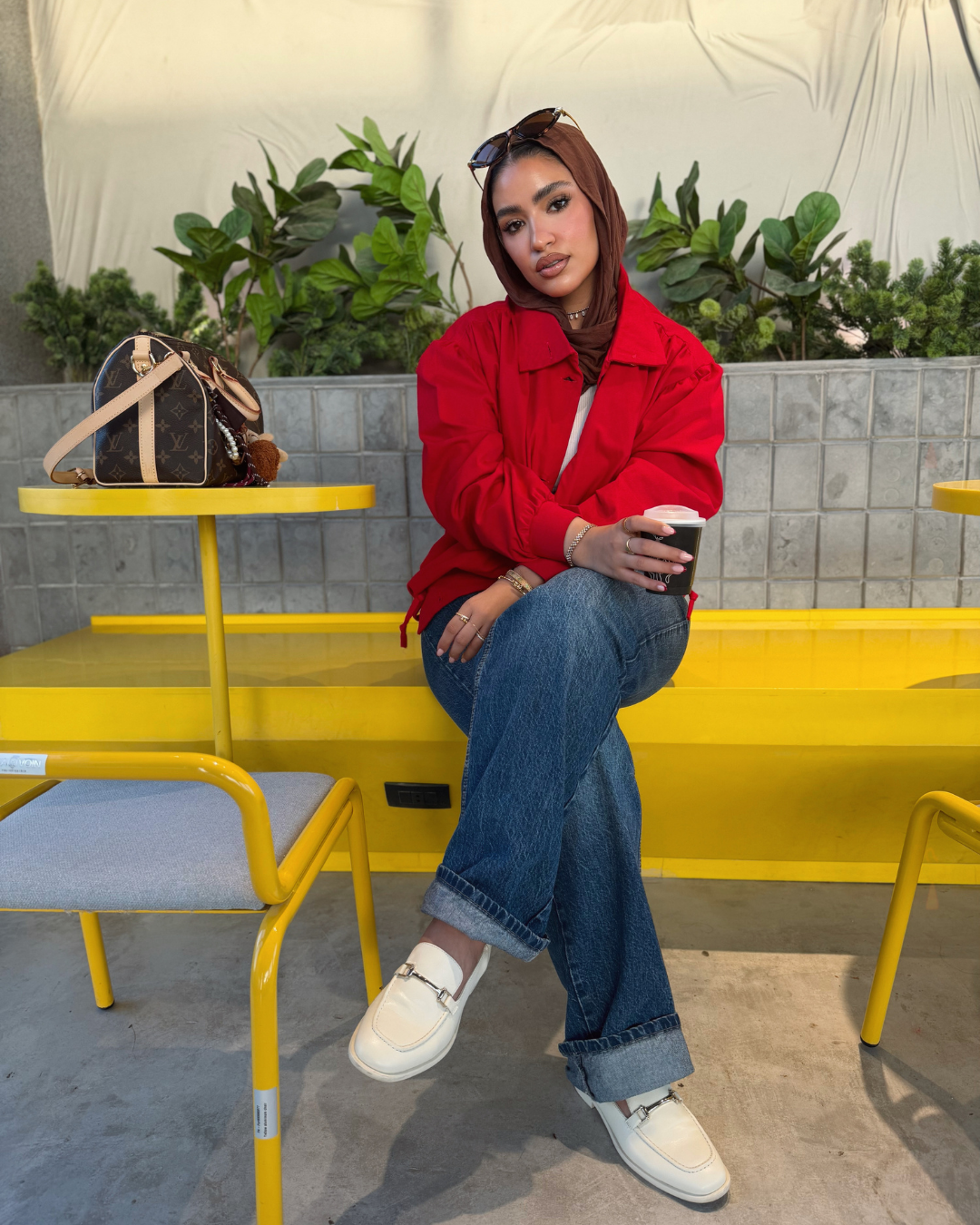 Puff Sleeve Gabardine Jacket – Red