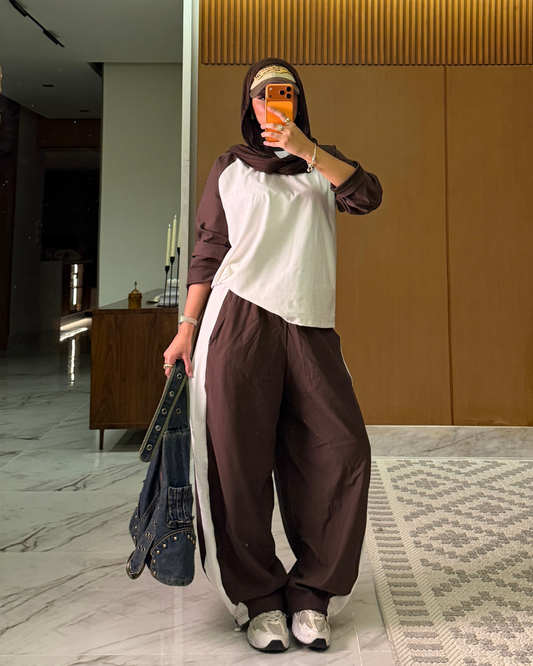 Colorblock Summer Milton Suit – brown
