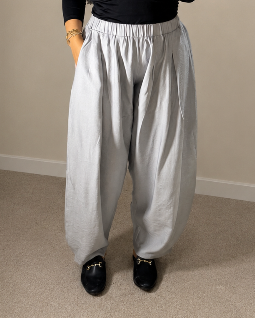 Steel Grey Spanish Linen Balloon Pants