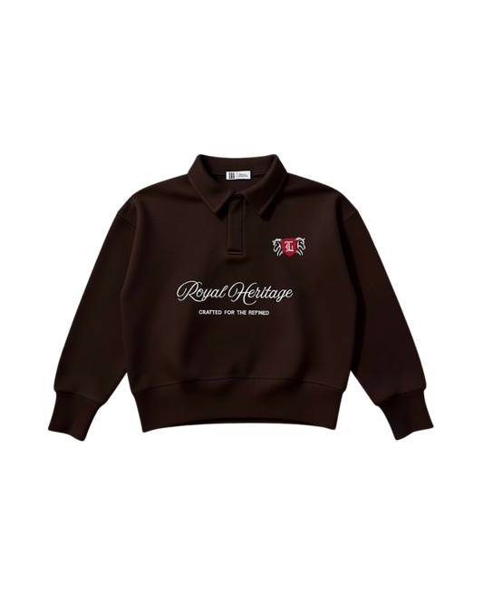 سويتشيرت بولو قطني مطرّز – بني