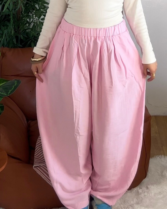BABY PINK - Spanish Linen Balloon Pants