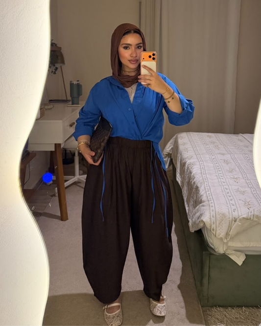 brown Spanish Linen Balloon Pants