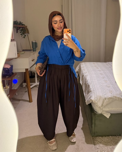 brown Spanish Linen Balloon Pants