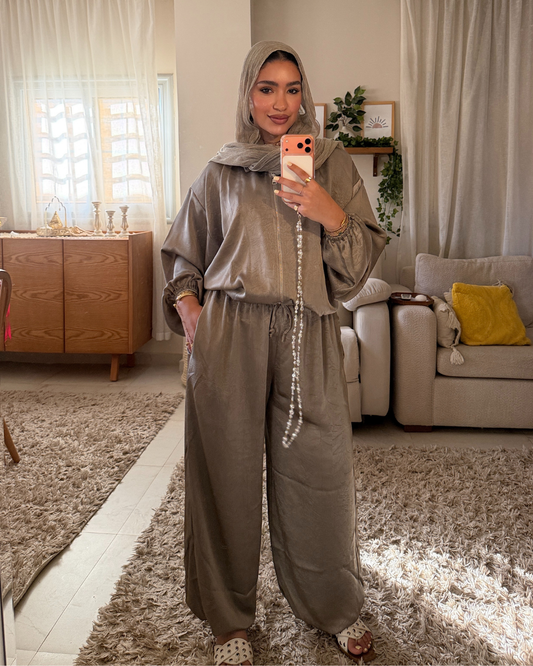 Satin Lounge Set - TAUPE