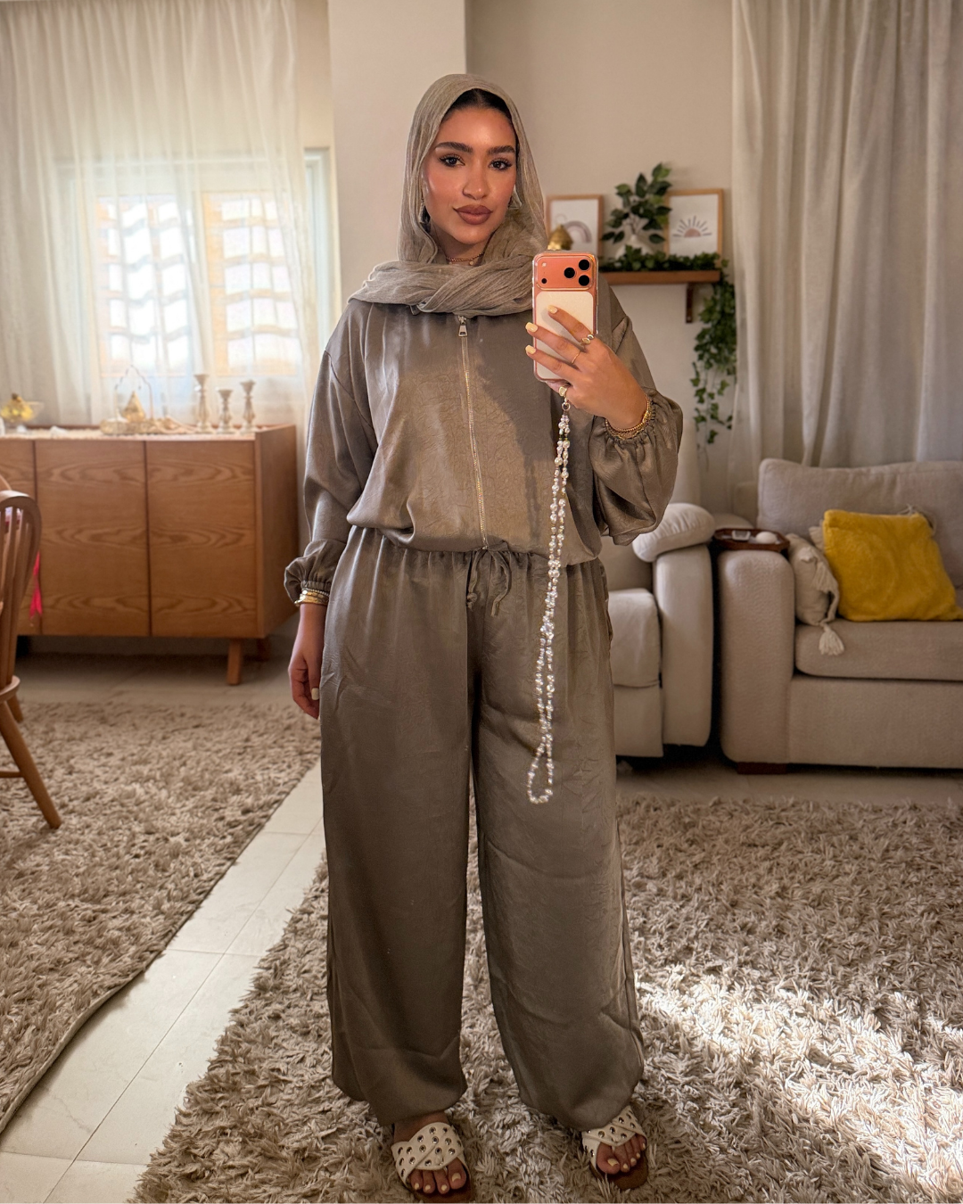 Satin Lounge Set - TAUPE