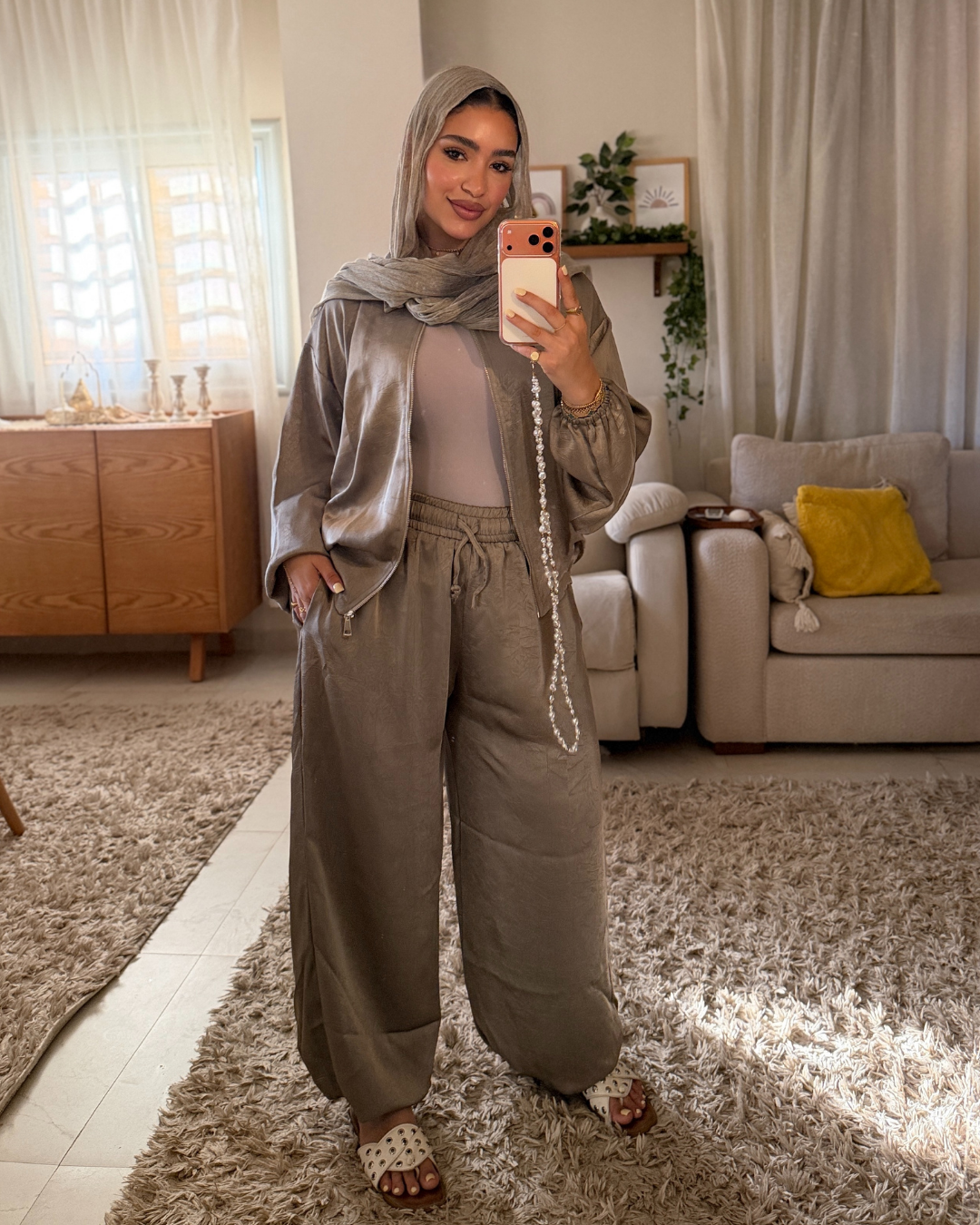 Satin Lounge Set - TAUPE