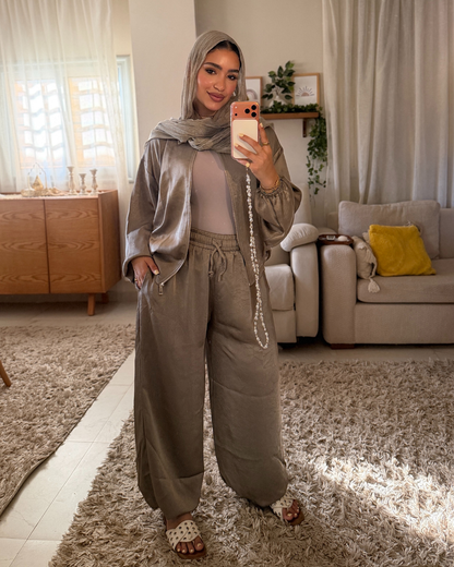Satin Lounge Set - TAUPE