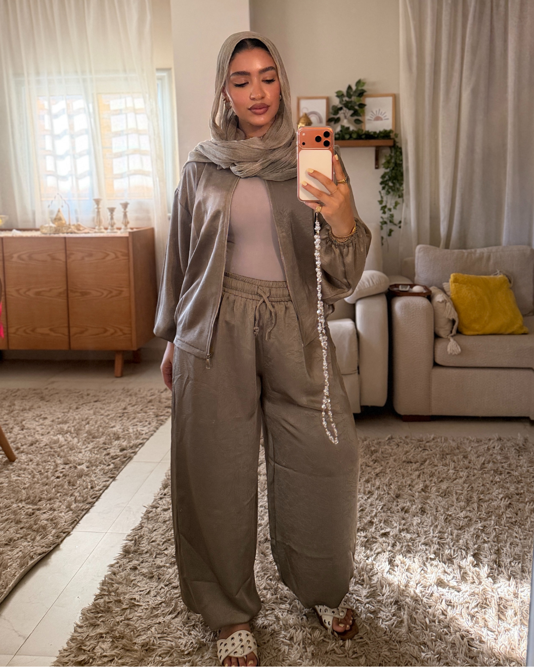 Satin Lounge Set - TAUPE