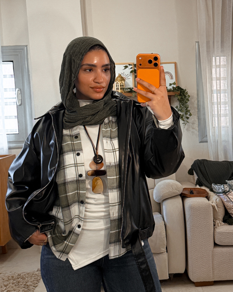 Oversized Leather Jacket with Belt – BLACK