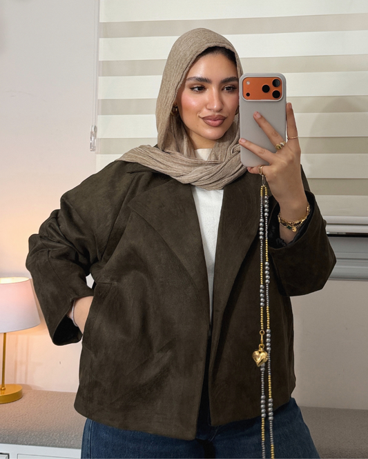 Suede Jacket – DARK OLIVE