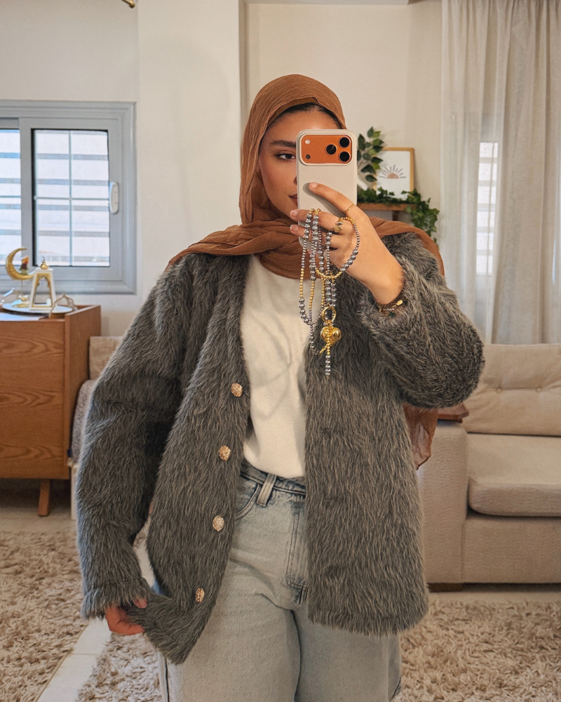Faux Fur Jacket – GRAY