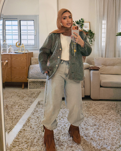 Faux Fur Jacket – GRAY