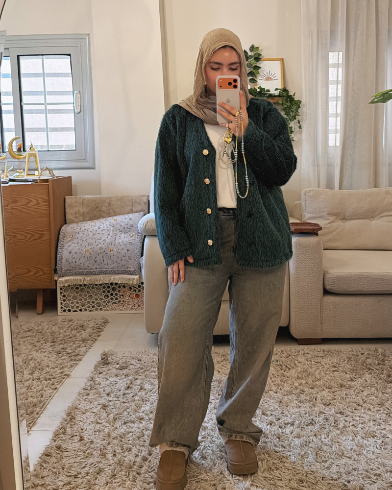 Faux Fur Jacket – Deep green