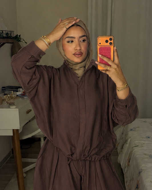 BROWN - Oversized Spanish Linen Jacket