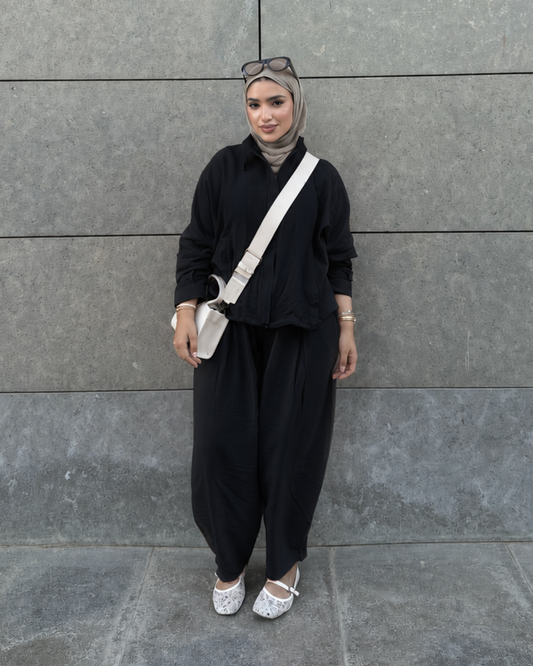 BLACK - Spanish Linen Balloon Suit