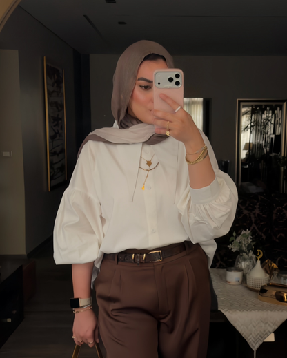 Statement Collar Poplin Shirt – Off White