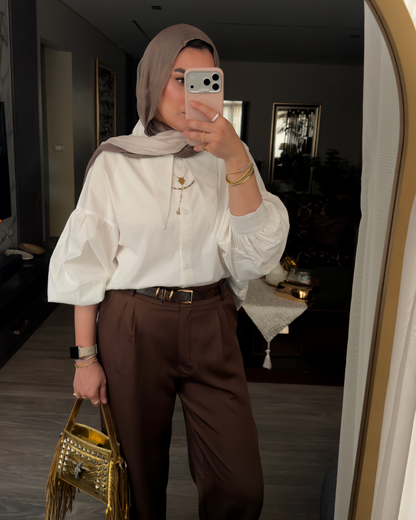 Statement Collar Poplin Shirt – Off White
