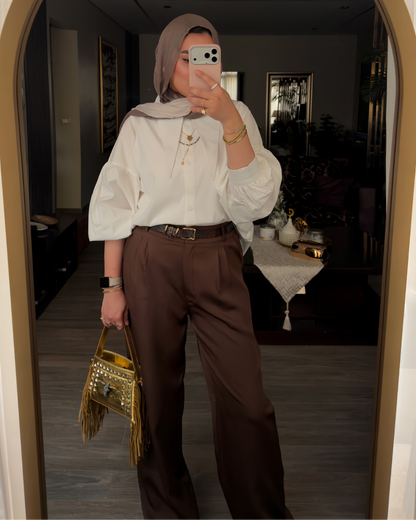 Statement Collar Poplin Shirt – Off White