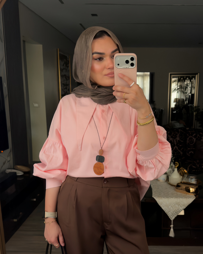 Statement Collar Poplin Shirt – BABY PINK