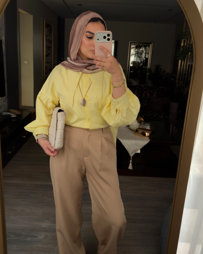 Statement Collar Poplin Shirt – BUTTER YELLOW