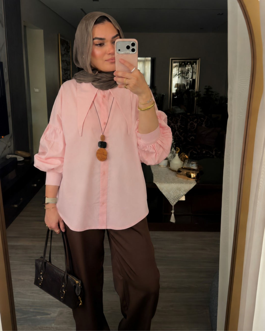Statement Collar Poplin Shirt – BABY PINK