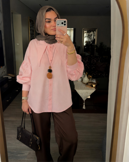 Statement Collar Poplin Shirt – BABY PINK