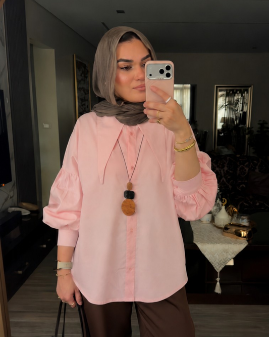 Statement Collar Poplin Shirt – BABY PINK