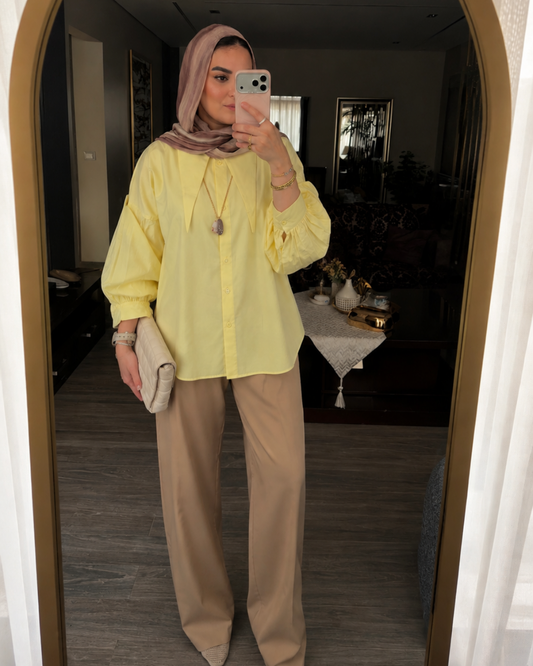 Statement Collar Poplin Shirt – BUTTER YELLOW