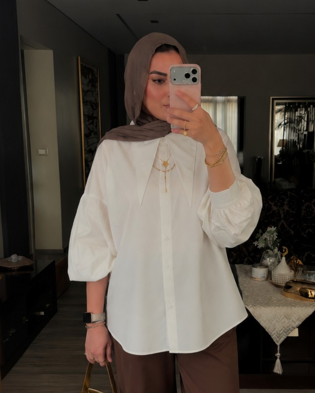 Statement Collar Poplin Shirt – Off White