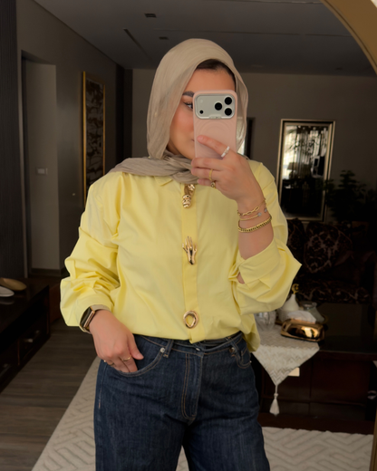 Brooch Poplin Shirt - BUTTER YELLOW