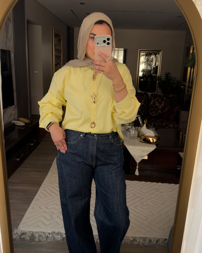 Brooch Poplin Shirt - BUTTER YELLOW