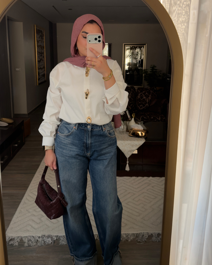 Brooch Poplin Shirt - OFF WHITE