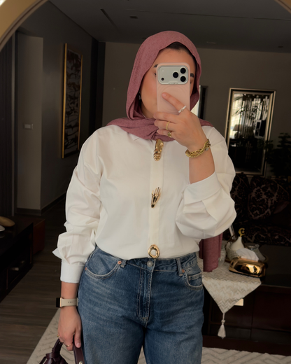 Brooch Poplin Shirt - OFF WHITE