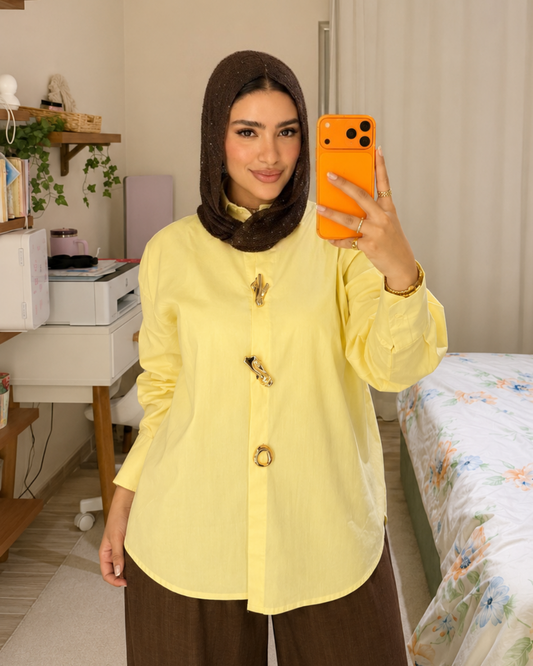 Brooch Poplin Shirt - BUTTER YELLOW