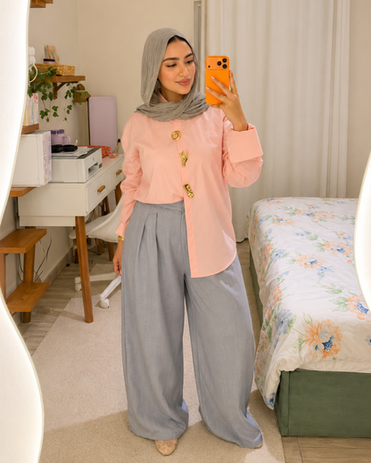 French Linen Wide-Leg Pants – GREY