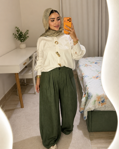 Brooch Poplin Shirt - OFF WHITE