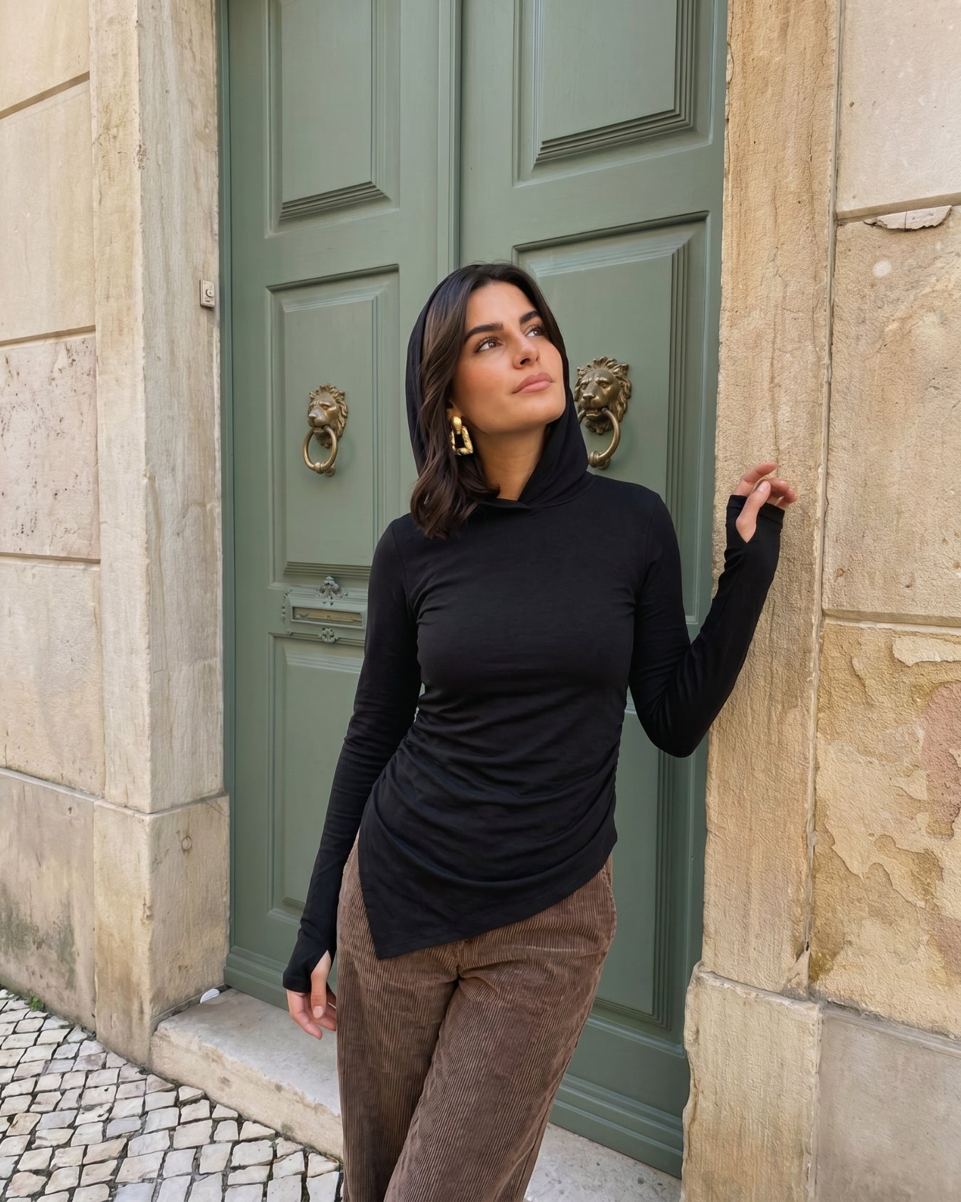 Soft Lycra Hooded Top - BLACK