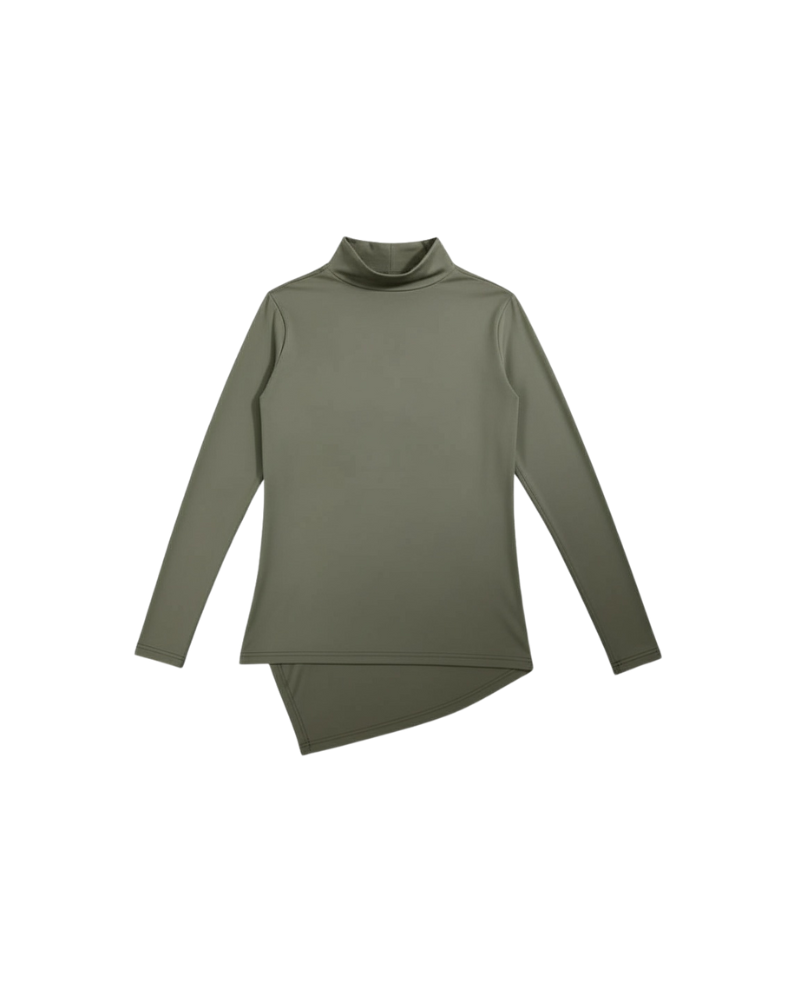 توب بأكمام طويلة وكسرات زيتي