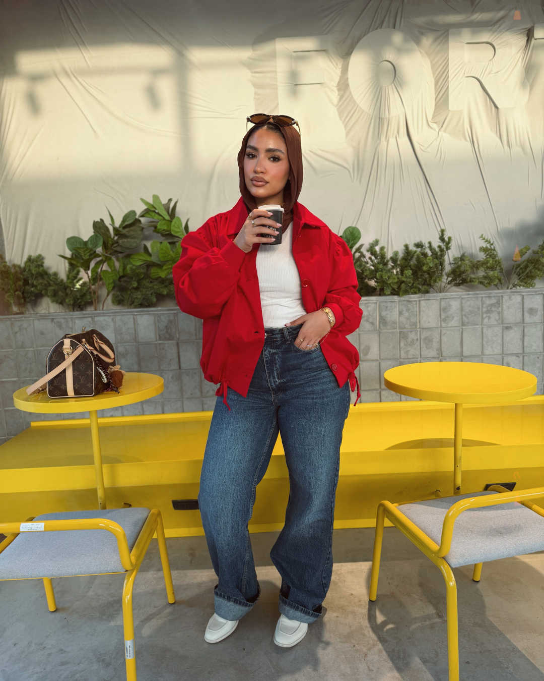 Puff Sleeve Gabardine Jacket – Red