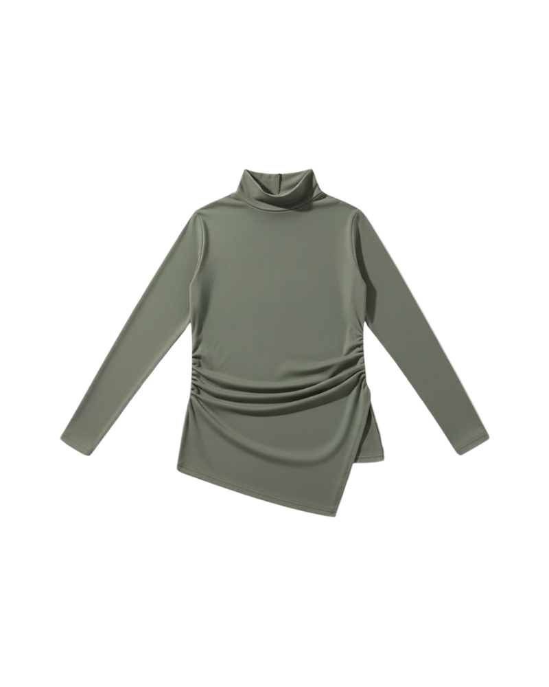 توب بأكمام طويلة وكسرات زيتي