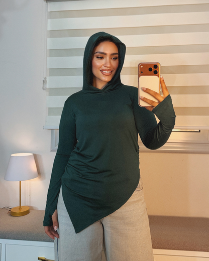 Soft Lycra Hooded Top - DARK GREEN