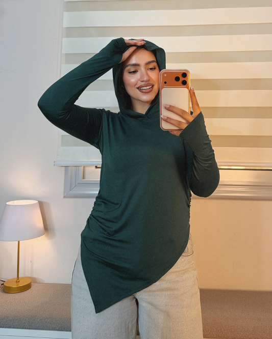 Soft Lycra Hooded Top - DARK GREEN