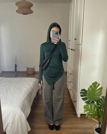 Soft Lycra Hooded Top - DARK GREEN