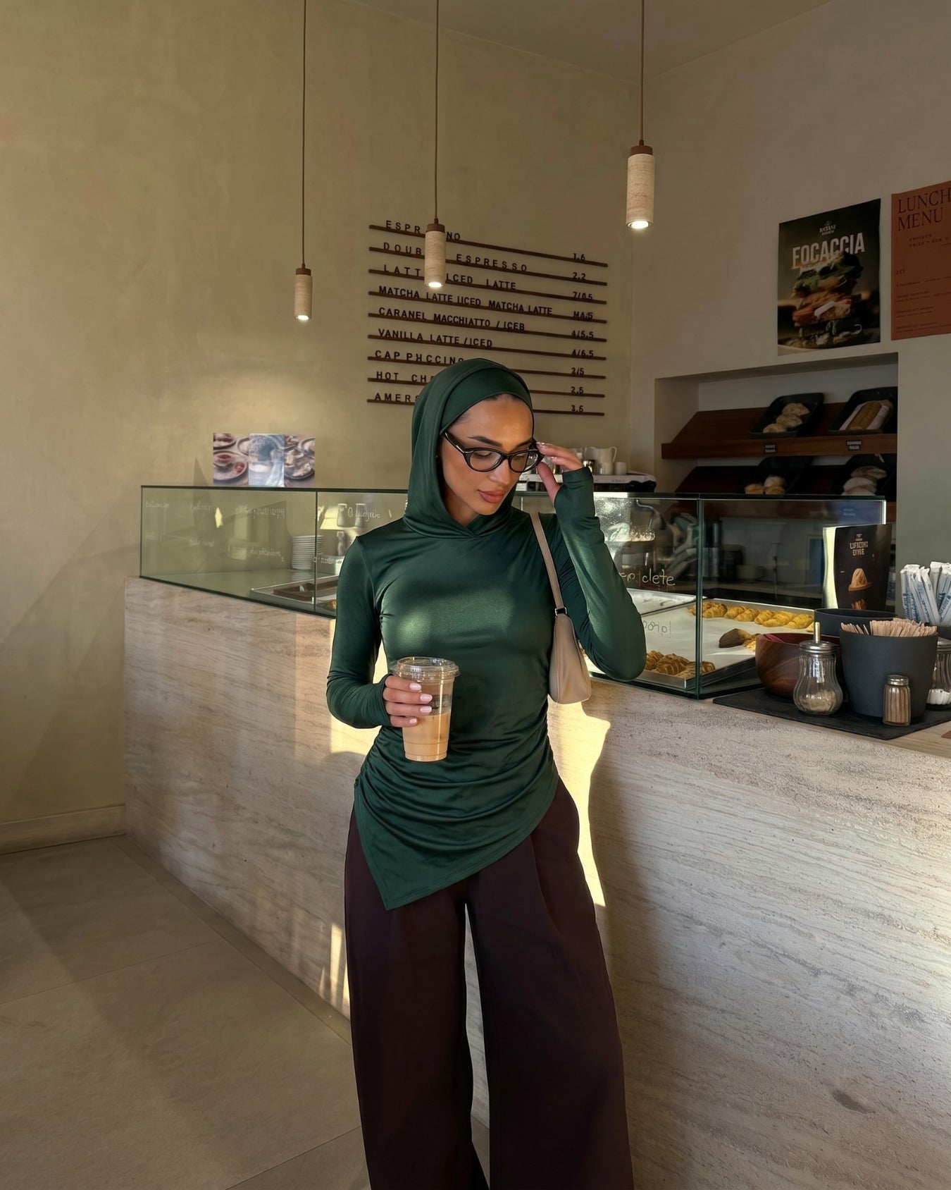 Soft Lycra Hooded Top - DARK GREEN