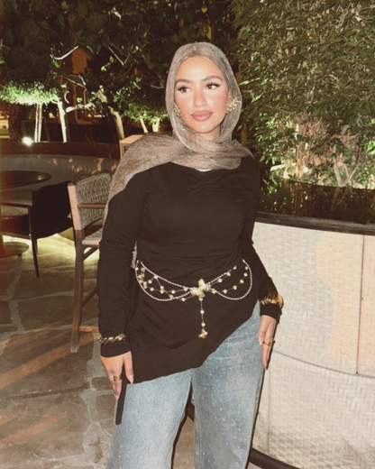 Ruffle Cotton Top - BLACK