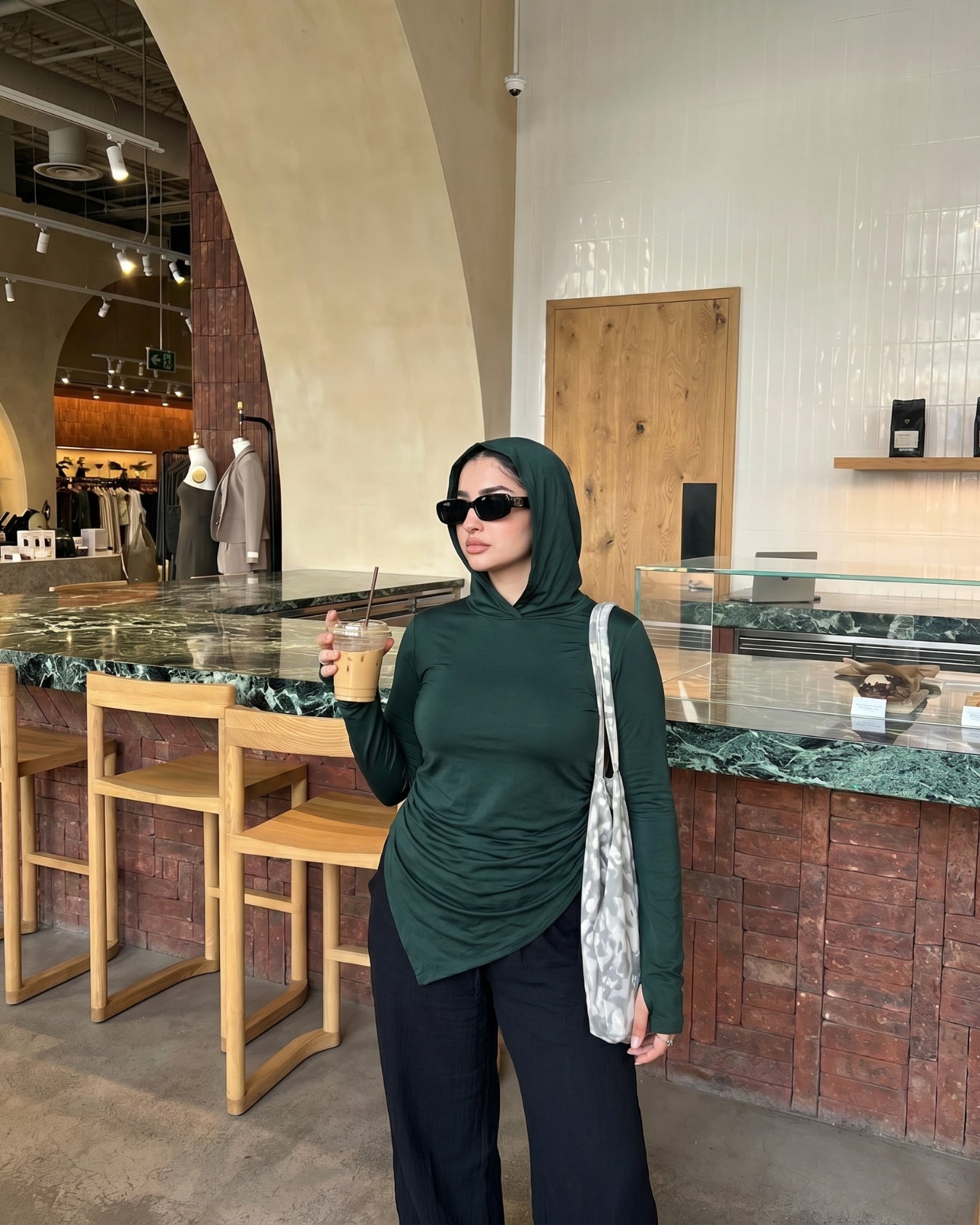 Soft Lycra Hooded Top - DARK GREEN