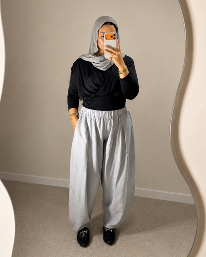 Steel Grey Spanish Linen Balloon Pants