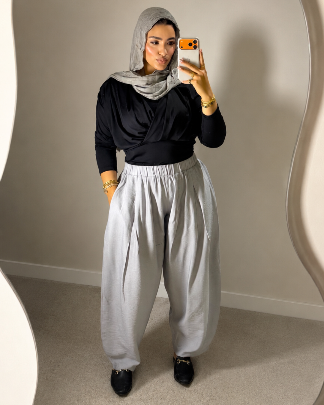 Steel Grey Spanish Linen Balloon Pants