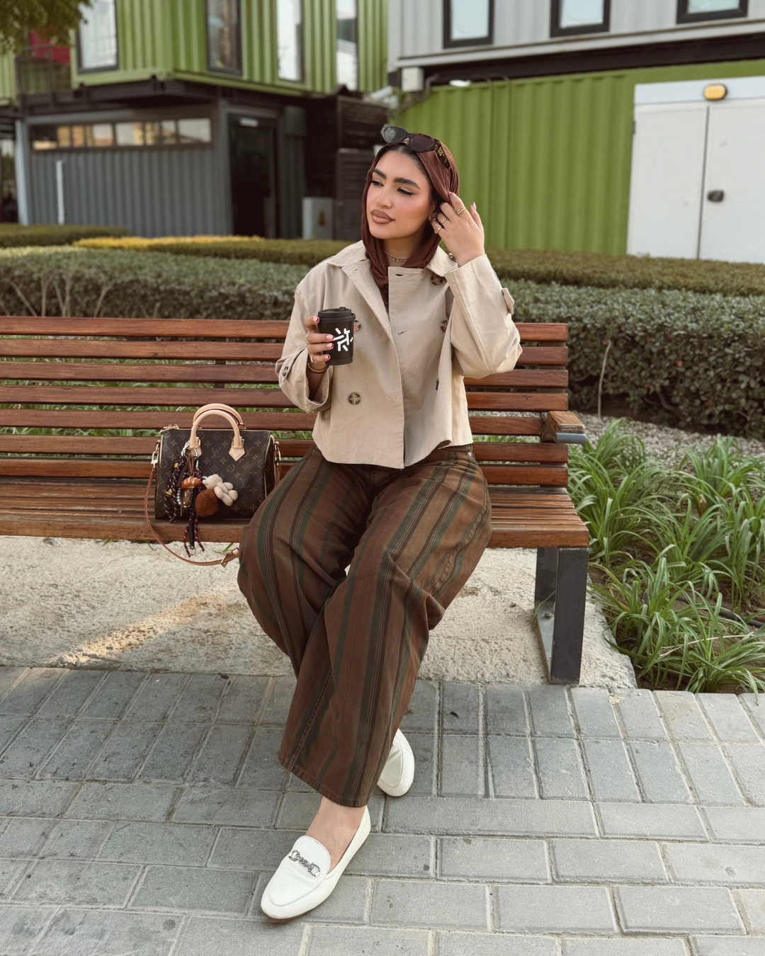 Cropped Gabardine Trench Jacket – Beige